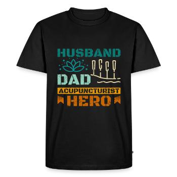 Husband dad acupuncturist hero - Men's Premium Organic T-Shirt - black - Front - Nico (187cm)