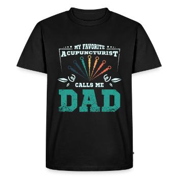 Mon acupuncteur préféré m’appelle papa - T-shirt Premium bio Homme - noir - Devant - Nico (187cm)
