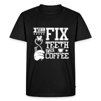 Will fix teeth for coffee dentist - Men's Premium Organic T-Shirt - black - Front - Nico (187cm)