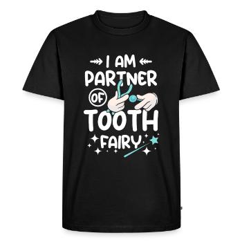 Je suis partenaire de la fée des dents - T-shirt Premium bio Homme - noir - Devant - Nico (187cm)