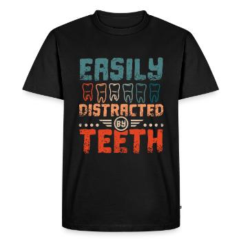 Easily distracted by teeth - Men's Premium Organic T-Shirt - black - Front - Nico (187cm)