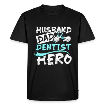 Husband dad dentist hero - Men's Premium Organic T-Shirt - black - Front - Nico (187cm)