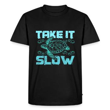 Sea turtle take it slow - Men's Premium Organic T-Shirt - black - Front - Nico (187cm)