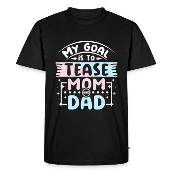 Mon but est de taquiner maman et papa - T-shirt Premium bio Homme - noir - Devant - Nico (187cm)