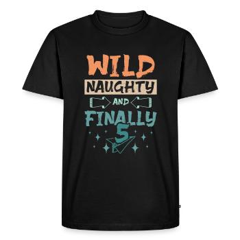 5th birthday wild naughty and finally 4 years old - Men's Premium Organic T-Shirt - black - Front - Nico (187cm)