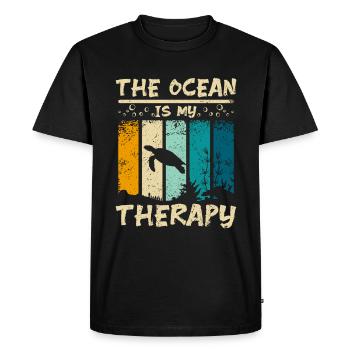 The ocean is my therapy - Men's Premium Organic T-Shirt - black - Front - Nico (187cm)