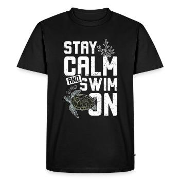 Les tortues de mer restent calmes et nagent - T-shirt Premium bio Homme - noir - Devant - Nico (187cm)