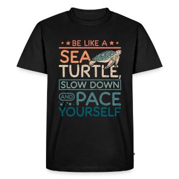 Sea turtle slow down and pace yourself - Men's Premium Organic T-Shirt - black - Front - Nico (187cm)