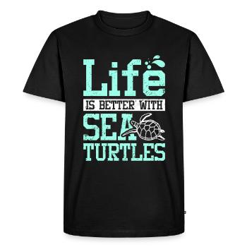 La vie est meilleure avec les tortues de mer - T-shirt Premium bio Homme - noir - Devant - Nico (187cm)