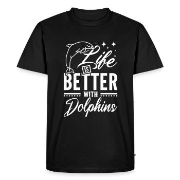 La vie est meilleure avec les dauphins - T-shirt Premium bio Homme - noir - Devant - Nico (187cm)