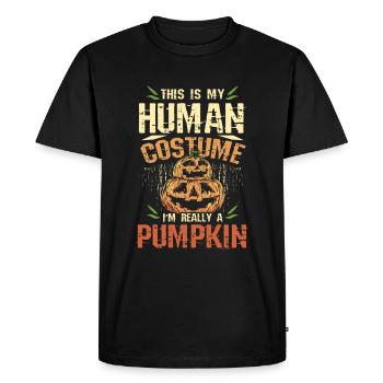 C’est mon costume humain Je suis une citrouille - T-shirt Premium bio Homme - noir - Devant - Nico (187cm)