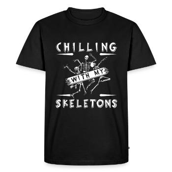 Chilling with my skeletons - Men's Premium Organic T-Shirt - black - Front - Nico (187cm)