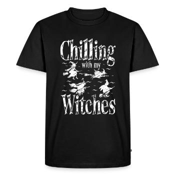 Chilling with my witches - Men's Premium Organic T-Shirt - black - Front - Nico (187cm)