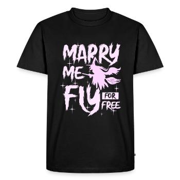 Marry me fly pour halloween sorcière gratuite - T-shirt Premium bio Homme - noir - Devant - Nico (187cm)