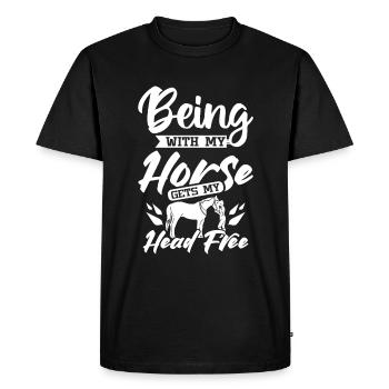 Being with my horse gets my head free - Men's Premium Organic T-Shirt - black - Front - Nico (187cm)