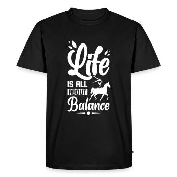 Life is all about balance - Men's Premium Organic T-Shirt - black - Front - Nico (187cm)