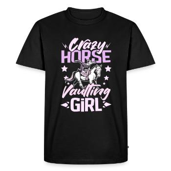 Fille folle de saut de chevaux - T-shirt Premium bio Homme - noir - Devant - Nico (187cm)
