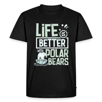 Life is better with polar bears - Men's Premium Organic T-Shirt - black - Front - Nico (187cm)