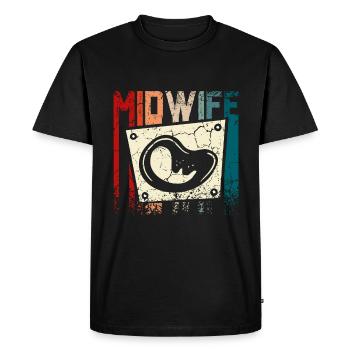 Sage-femme rétro vintage - T-shirt Premium bio Homme - noir - Devant - Nico (187cm)