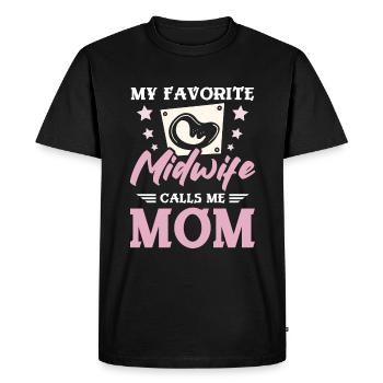 My favorite midwife calls me mom - Men's Premium Organic T-Shirt - black - Front - Nico (187cm)