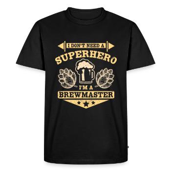Je n’ai pas besoin d’un super-héros, je suis un maître brasseur - T-shirt Premium bio Homme - noir - Devant - Nico (187cm)