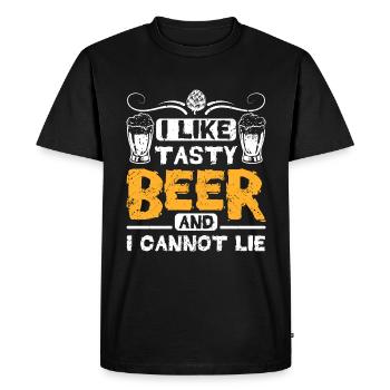 I like tasty beer and cannot lie - Men's Premium Organic T-Shirt - black - Front - Nico (187cm)