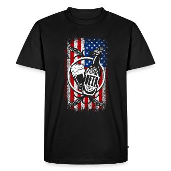Usa American flag Brewmaster 4th of july - Men's Premium Organic T-Shirt - black - Front - Nico (187cm)
