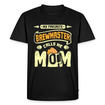 Mon maître brasseur préféré m’appelle maman - T-shirt Premium bio Homme - noir - Devant - Nico (187cm)