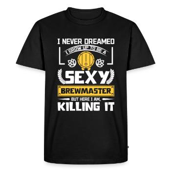 Maître brasseur sexy - T-shirt Premium bio Homme - noir - Devant - Nico (187cm)