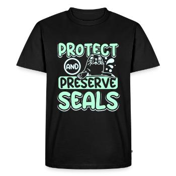 Protéger et préserver les phoques - T-shirt Premium bio Homme - noir - Devant - Nico (187cm)