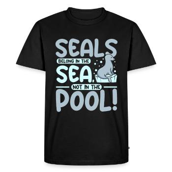 Seals belong in the sea not in the pool - Men's Premium Organic T-Shirt - black - Front - Nico (187cm)