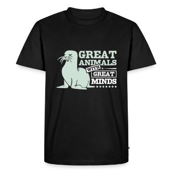 Grands animaux avec de grands esprits phoques - T-shirt Premium bio Homme - noir - Devant - Nico (187cm)