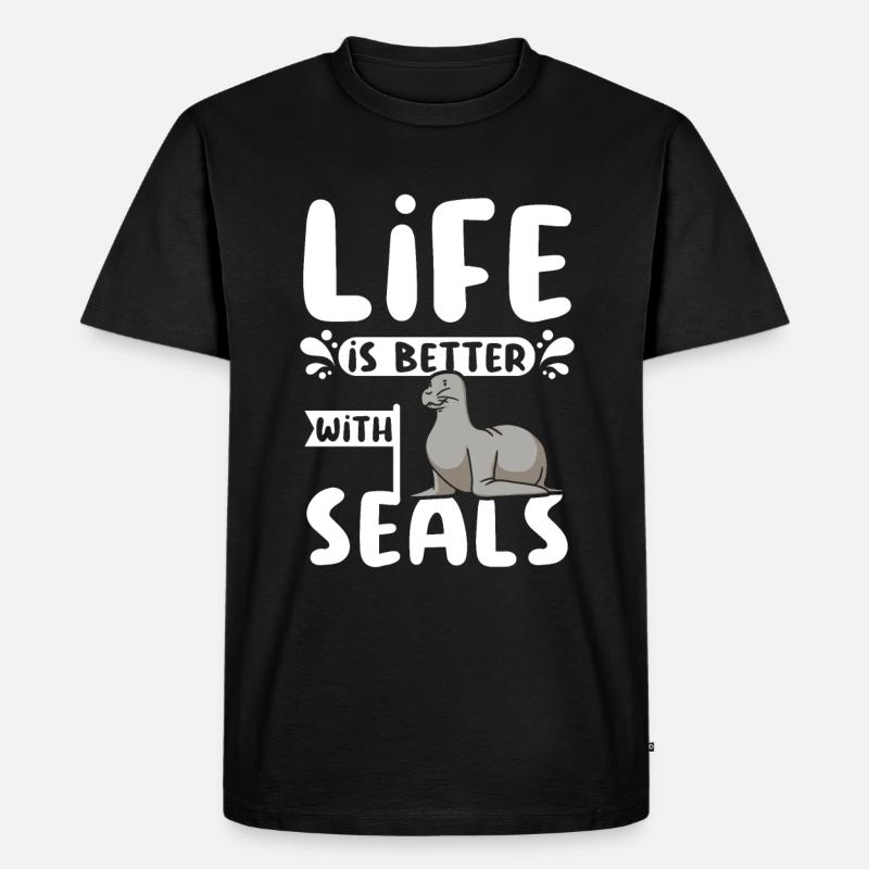 Life is better with seals - Männer Premium Bio T-Shirt - Schwarz