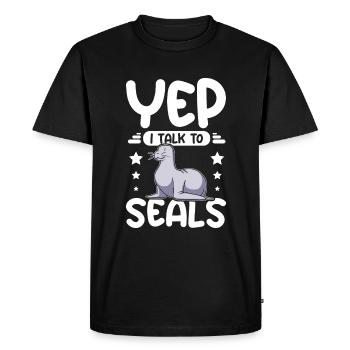Oui, je parle aux phoques - T-shirt Premium bio Homme - noir - Devant - Nico (187cm)