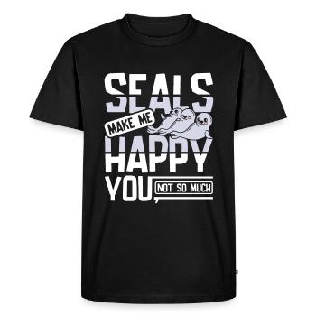 Les phoques me rendent heureux vous pas tellement - T-shirt Premium bio Homme - noir - Devant - Nico (187cm)