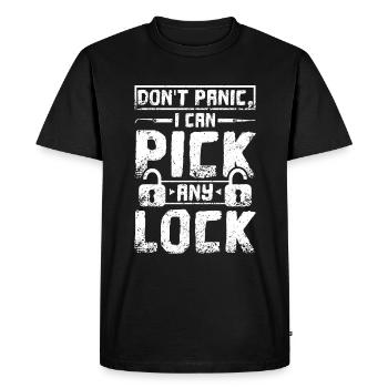 Pas de panique, je peux choisir n’importe quel serrurier - T-shirt Premium bio Homme - noir - Devant - Nico (187cm)