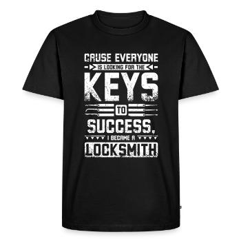 The keys to success, I become a locksmith - Men's Premium Organic T-Shirt - black - Front - Nico (187cm)