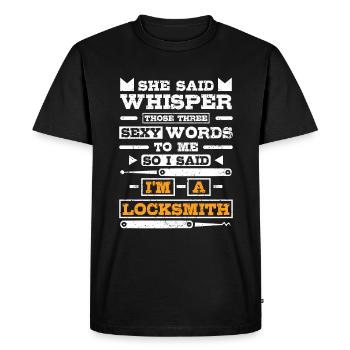Trois mots sexy Je suis serrurier - T-shirt Premium bio Homme - noir - Devant - Nico (187cm)
