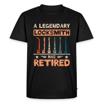 Un serrurier légendaire a pris sa retraite - T-shirt Premium bio Homme - noir - Devant - Nico (187cm)