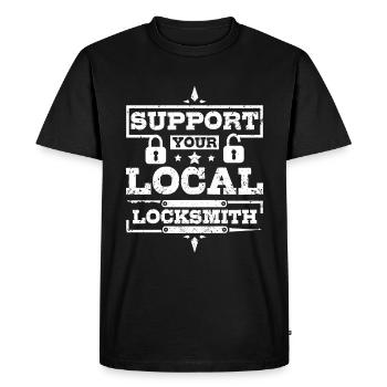Soutenez votre serrurier local - T-shirt Premium bio Homme - noir - Devant - Nico (187cm)