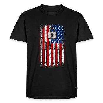 Usa American Flag Locksmith 4th of July - Men's Premium Organic T-Shirt - black - Front - Nico (187cm)