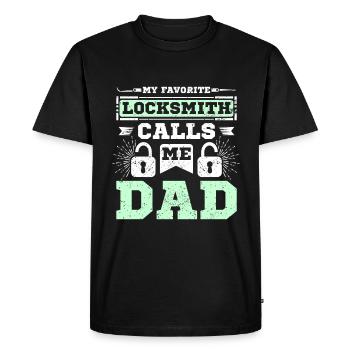 Mon serrurier préféré m’appelle papa - T-shirt Premium bio Homme - noir - Devant - Nico (187cm)