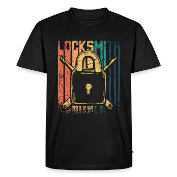 Retro Vintage Locksmith - Men's Premium Organic T-Shirt - black - Front - Nico (187cm)