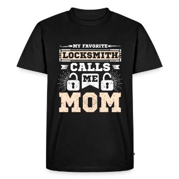 Mon serrurier préféré m’appelle maman - T-shirt Premium bio Homme - noir - Devant - Nico (187cm)