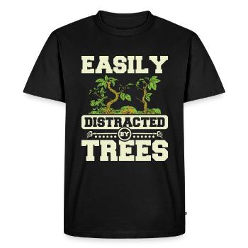 Facilement distrait par les arbres - T-shirt Premium bio Homme - noir - Devant - Nico (187cm)