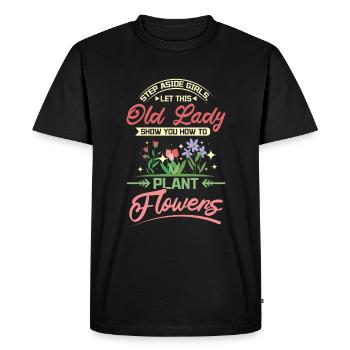 Vieille dame vous montrer comment planter des fleurs - T-shirt Premium bio Homme - noir - Devant - Nico (187cm)