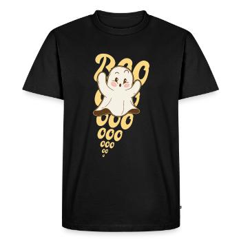 Boo halloween cute ghost - Men's Premium Organic T-Shirt - black - Front - Nico (187cm)