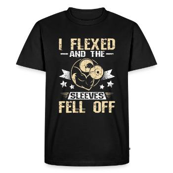 I Flexed and the sleeves fell of - Men's Premium Organic T-Shirt - black - Front - Nico (187cm)