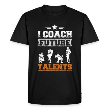 I coach future talents american football - Men's Premium Organic T-Shirt - black - Front - Nico (187cm)