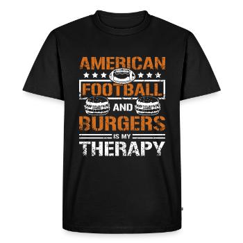 Le football américain et le burger sont ma thérapie - T-shirt Premium bio Homme - noir - Devant - Nico (187cm)